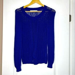 Anthro Sparrow blue cable knit sweater size medium